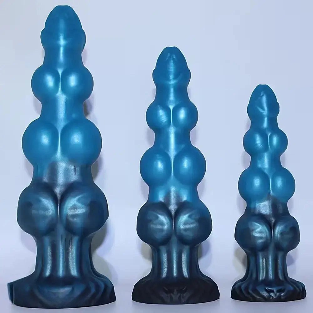 Blue silicone knot style animal dildo, photo 5