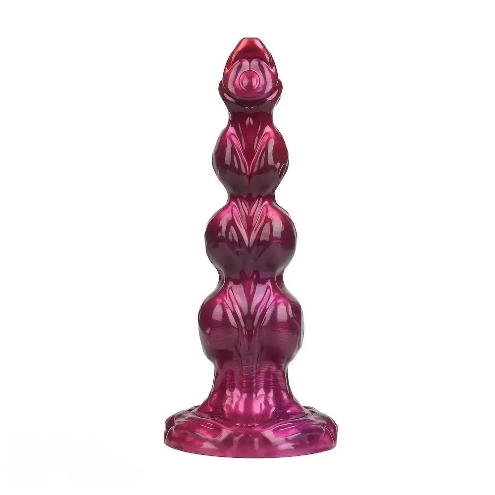 Pink purple beaded knot fantasy dildo, photo 1