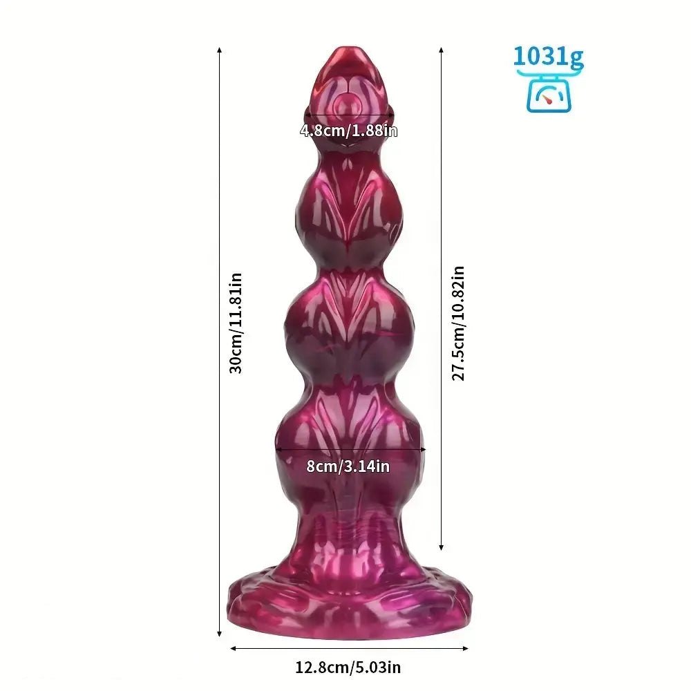 Pink purple beaded knot fantasy dildo, photo 11