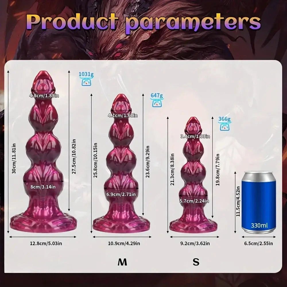 Pink purple beaded knot fantasy dildo, photo 12