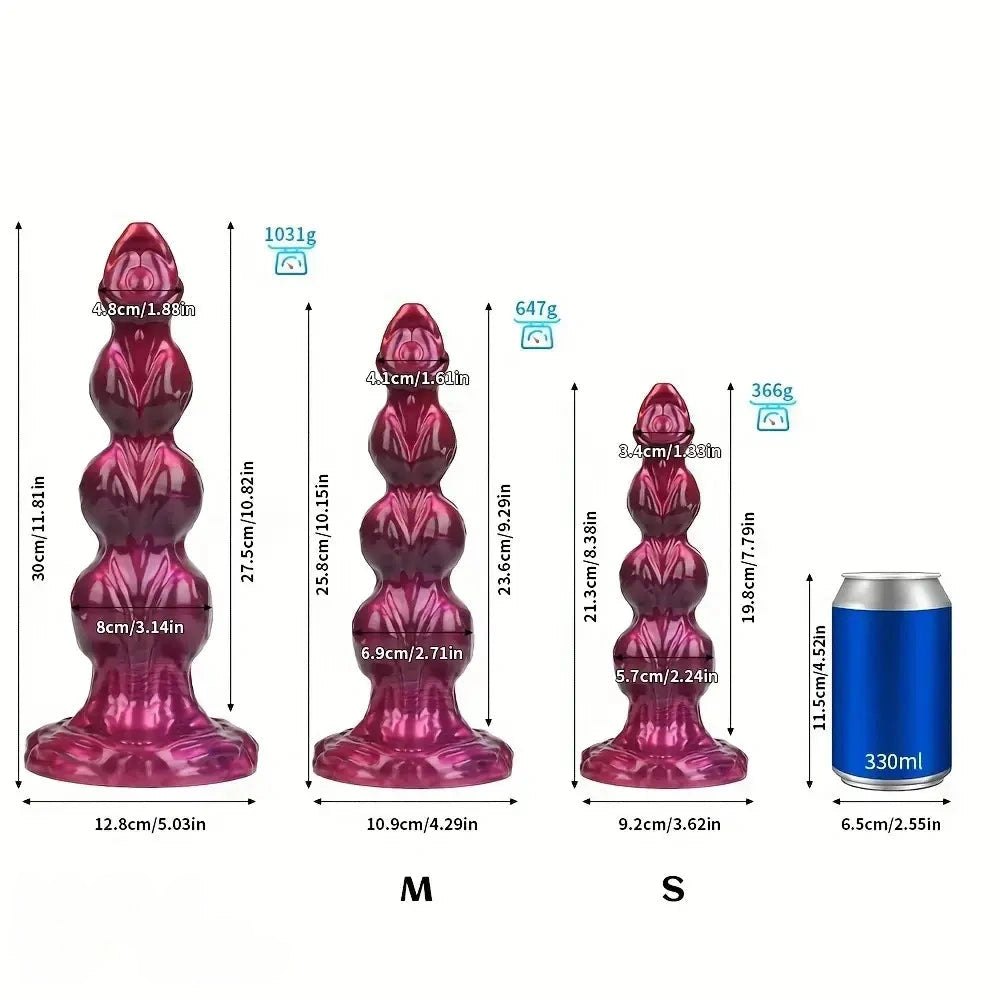 Pink purple beaded knot fantasy dildo, photo 13