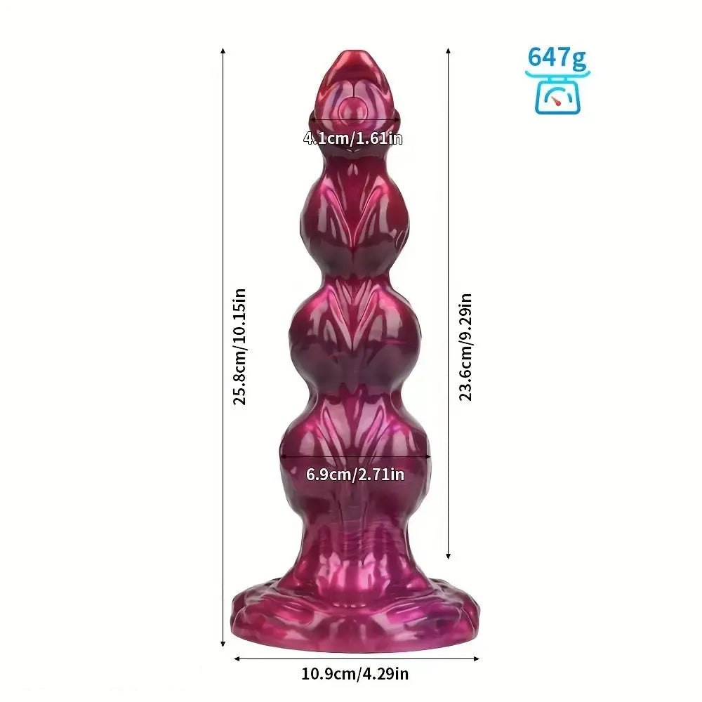 Pink purple beaded knot fantasy dildo, photo 15