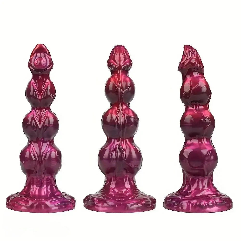Pink purple beaded knot fantasy dildo, photo 2