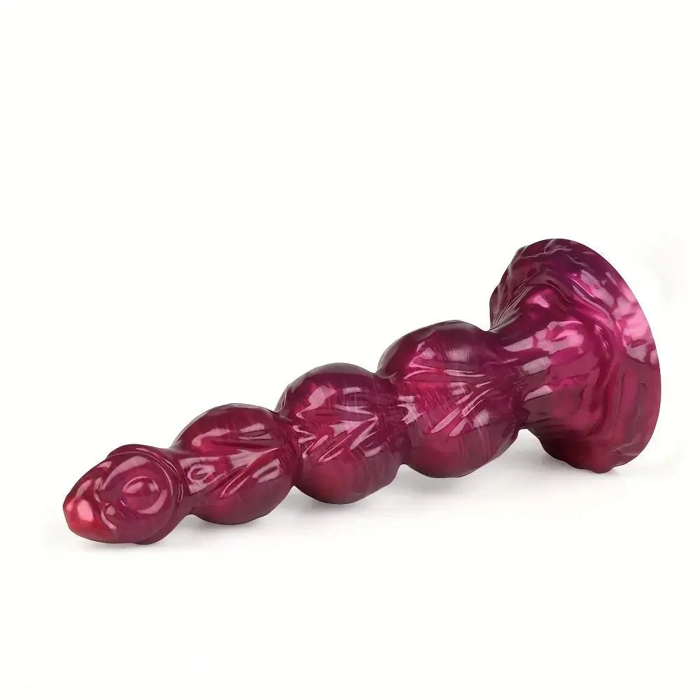 Pink purple beaded knot fantasy dildo, photo 3