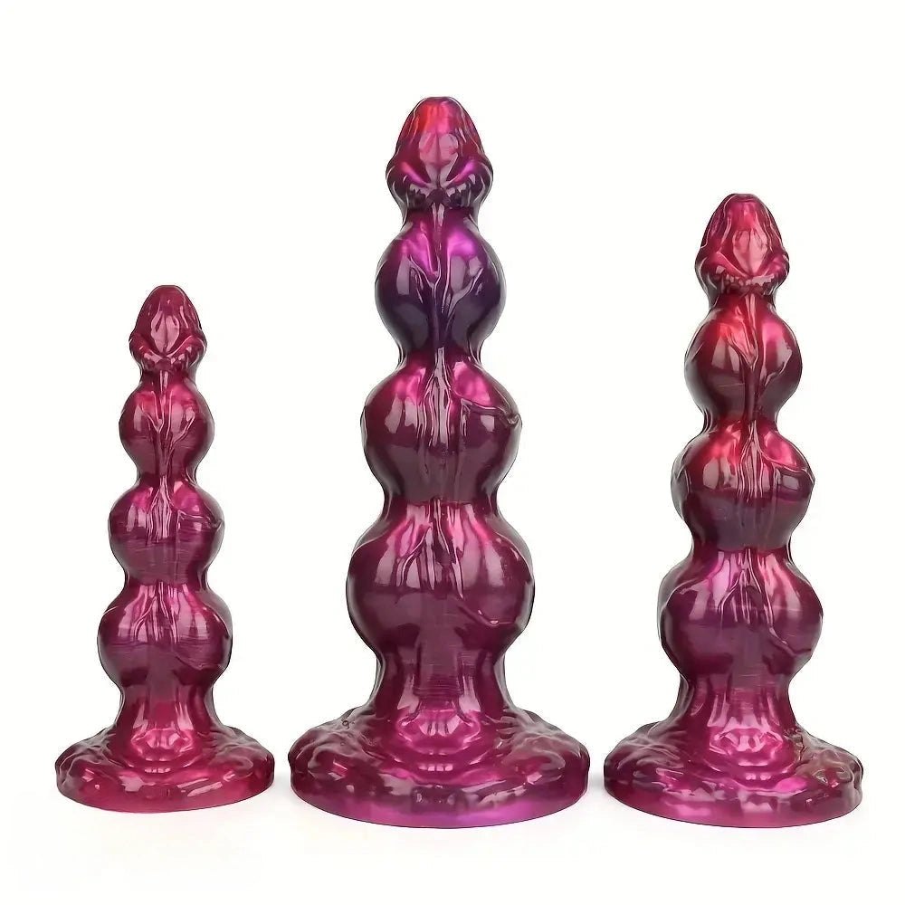 Pink purple beaded knot fantasy dildo, photo 4