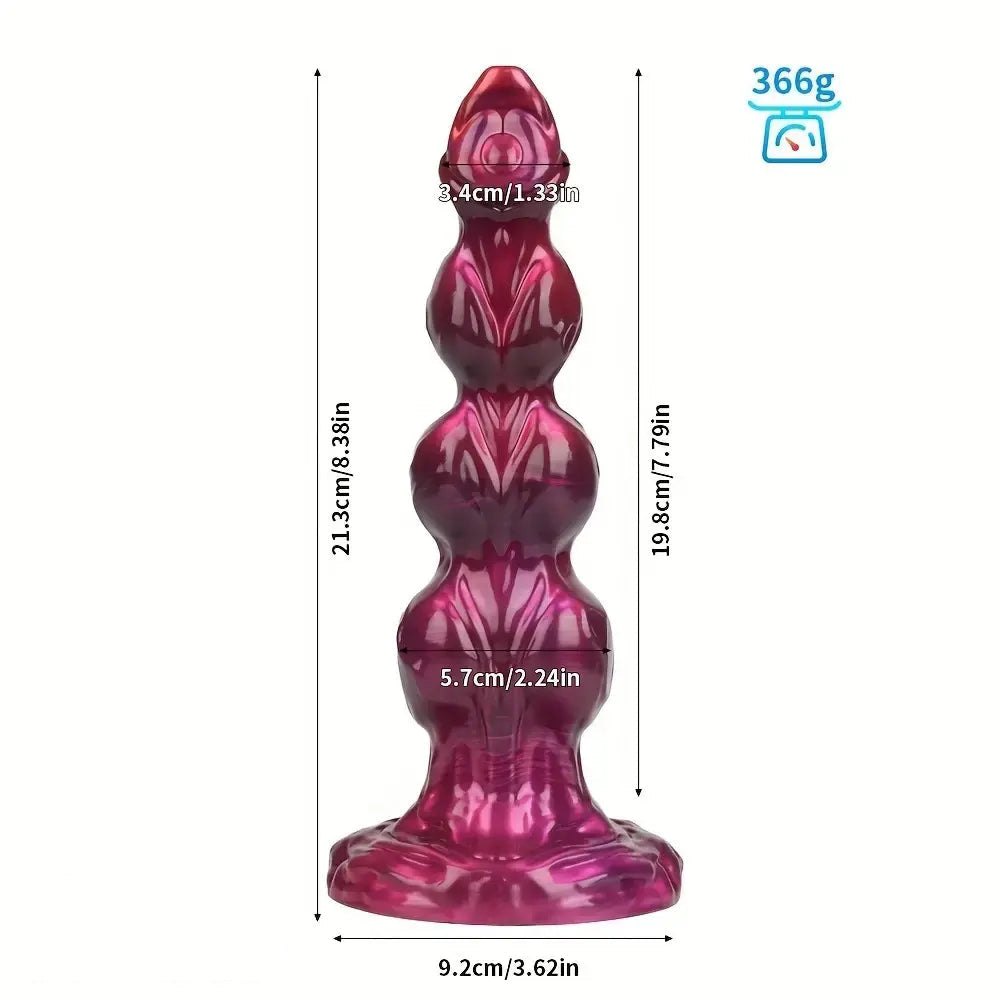 Pink purple beaded knot fantasy dildo, photo 6