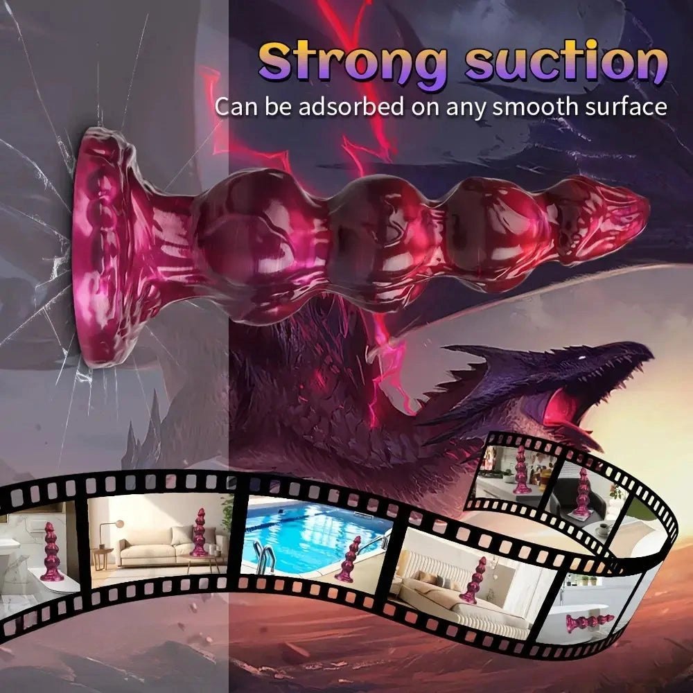 Pink purple beaded knot fantasy dildo, photo 7