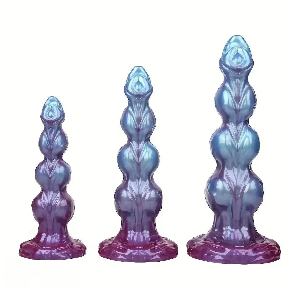 Purple blue beaded monster knot dildo, photo 1
