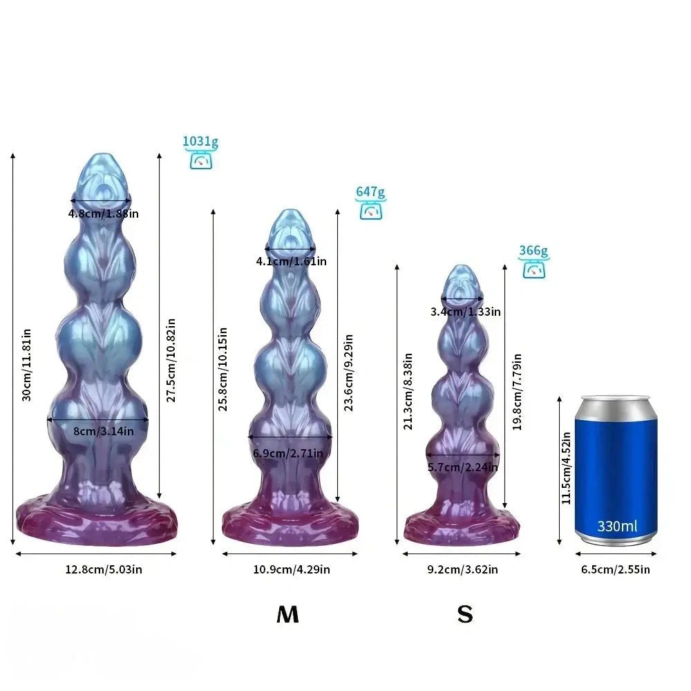 Purple blue beaded monster knot dildo, photo 11