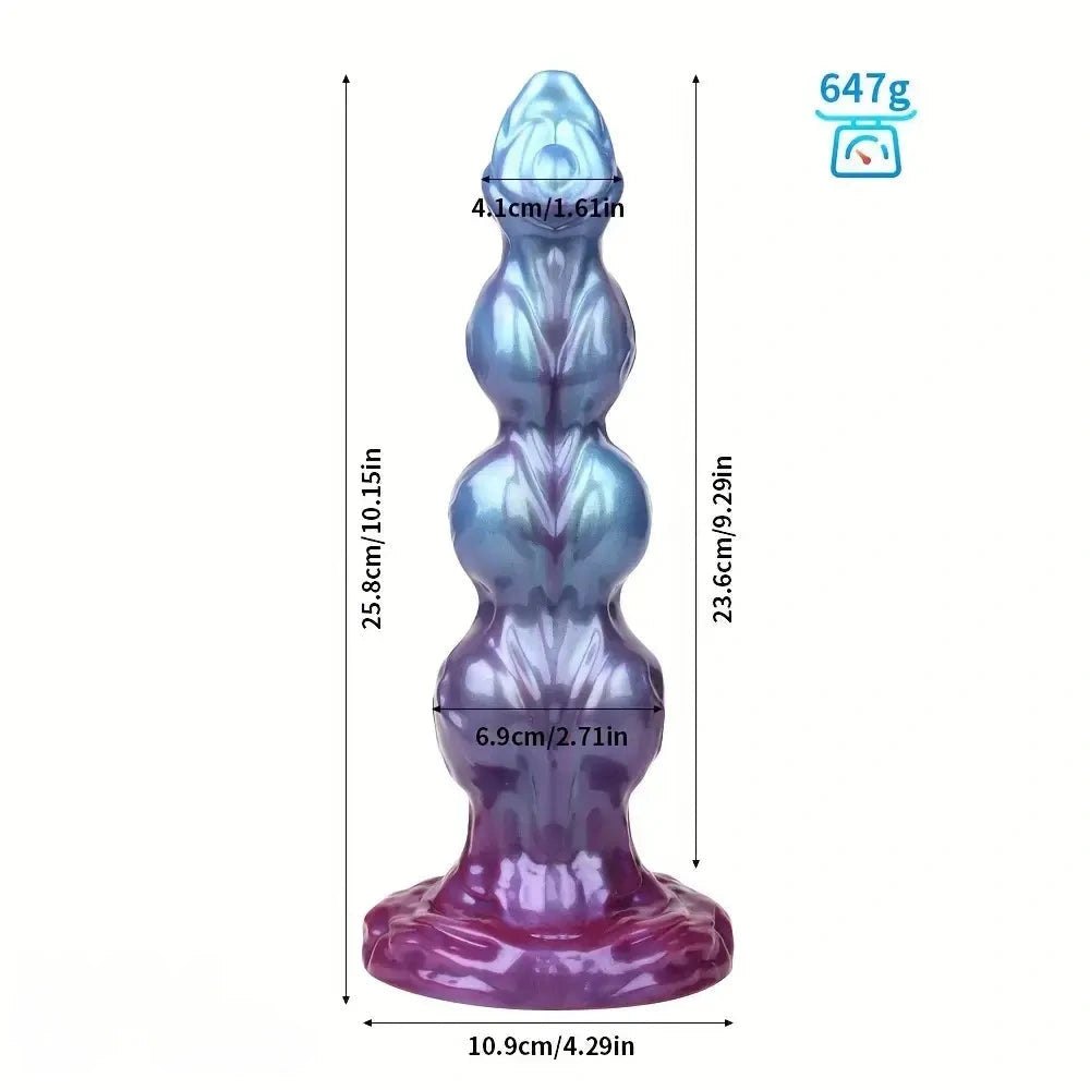 Purple blue beaded monster knot dildo, photo 13