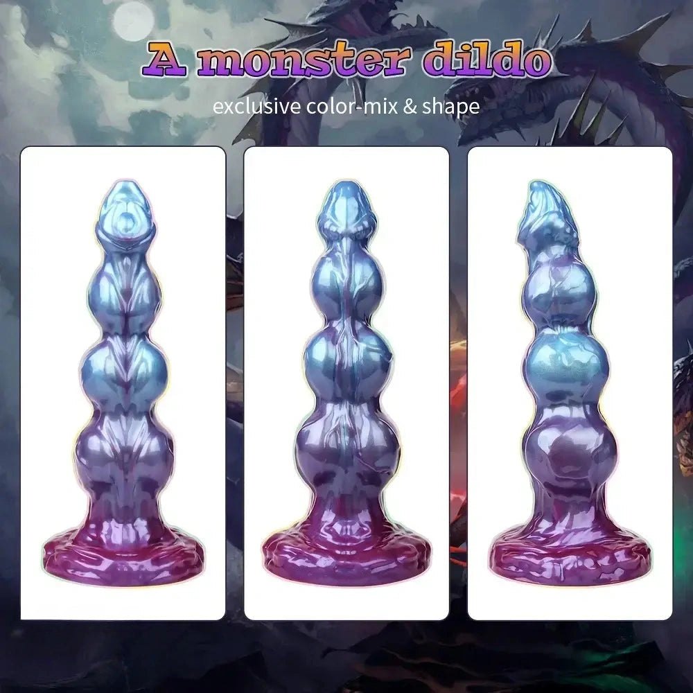 Purple blue beaded monster knot dildo, photo 4