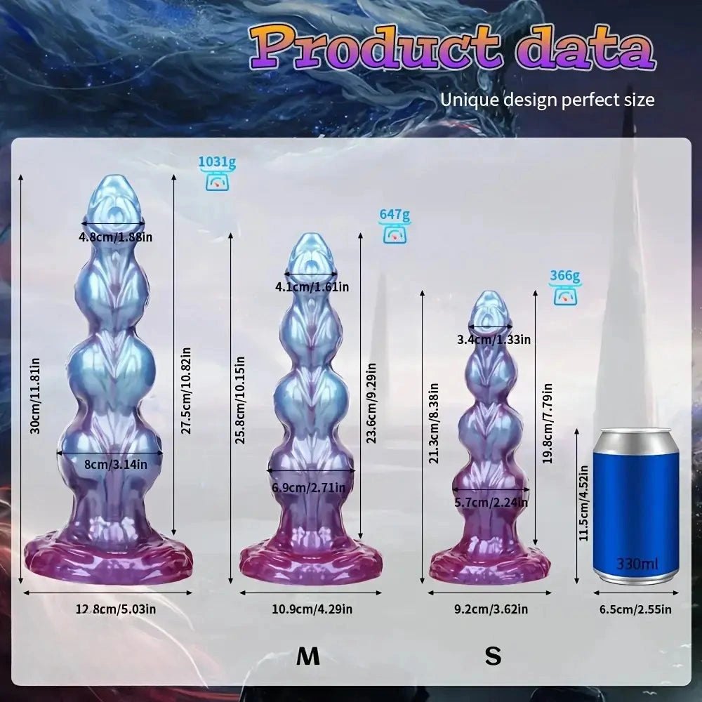 Purple blue beaded monster knot dildo, photo 5