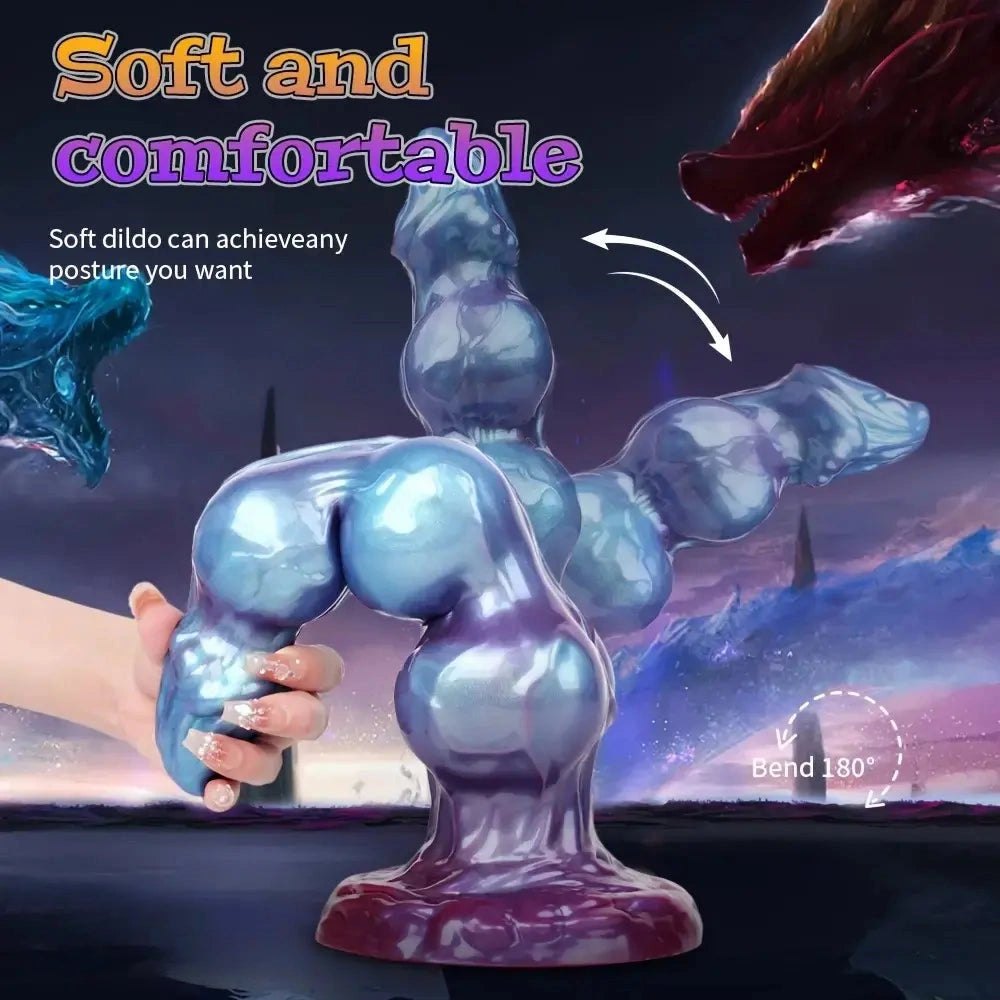 Purple blue beaded monster knot dildo, photo 6