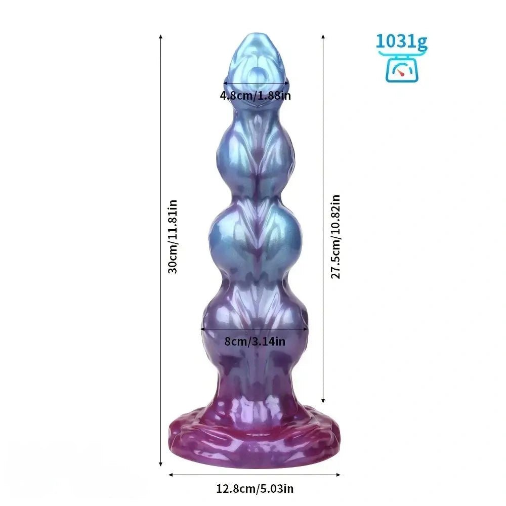 Purple blue beaded monster knot dildo, photo 9