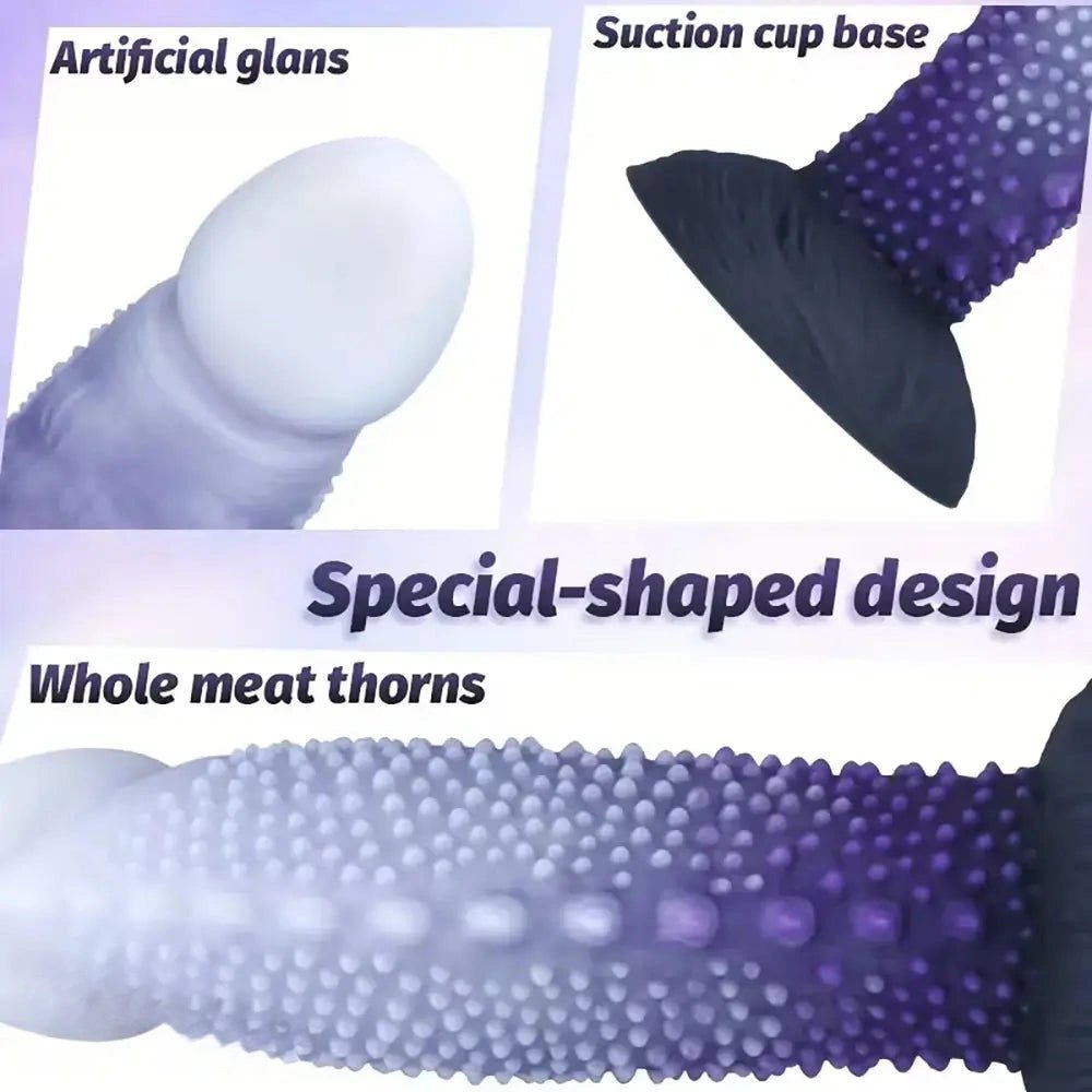 Ombre bead-texture silicone fantasy dildo, photo 10