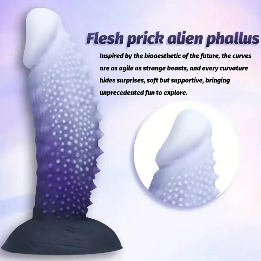 Ombre bead-texture silicone fantasy dildo, photo 6