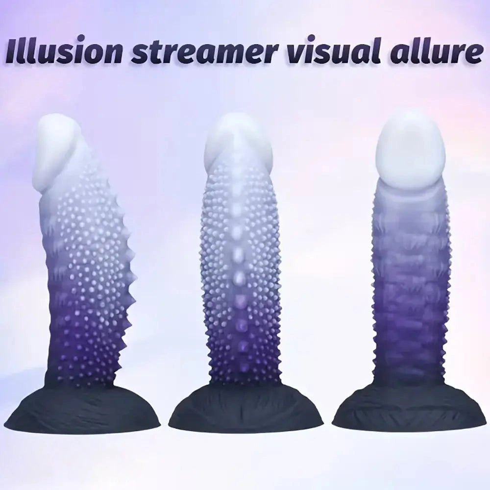 Ombre bead-texture silicone fantasy dildo, photo 7