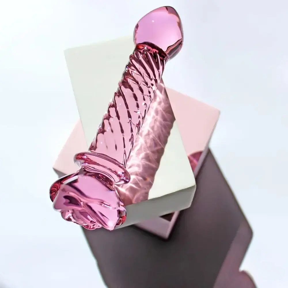 Beaded pink glass crystal dildo, photo 2
