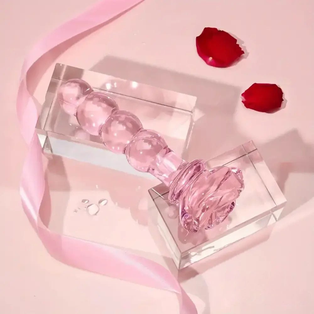 Beaded pink glass crystal dildo, photo 3
