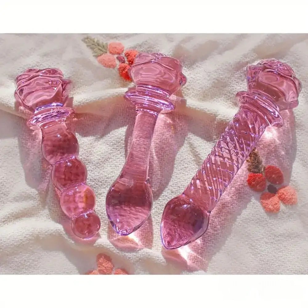 Beaded pink glass crystal dildo, photo 4