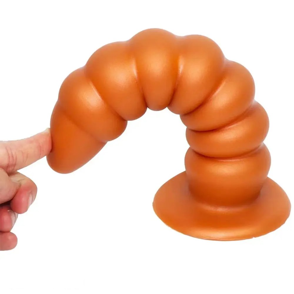 Ribbed silicone anal plug with suction cup base, photo 3