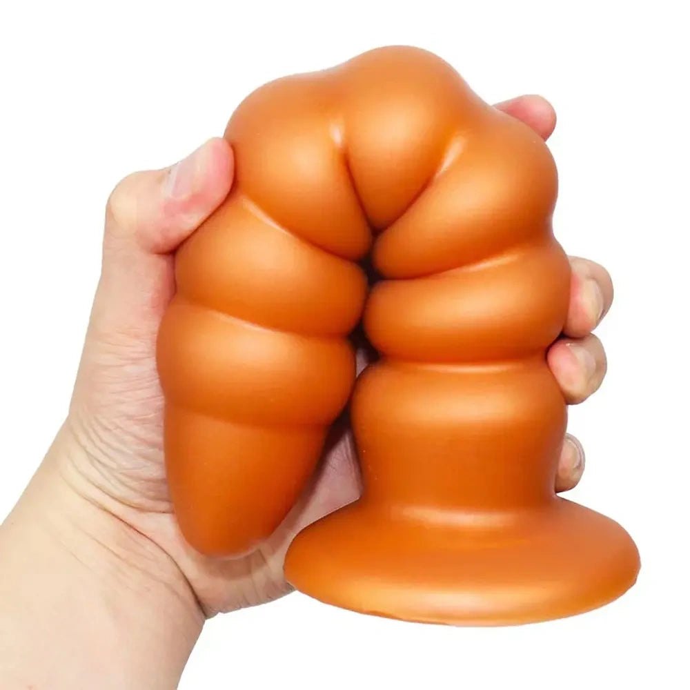 Ribbed silicone anal plug with suction cup base, photo 4