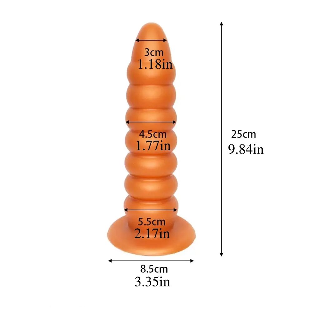 Ribbed silicone anal plug with suction cup base, photo 7