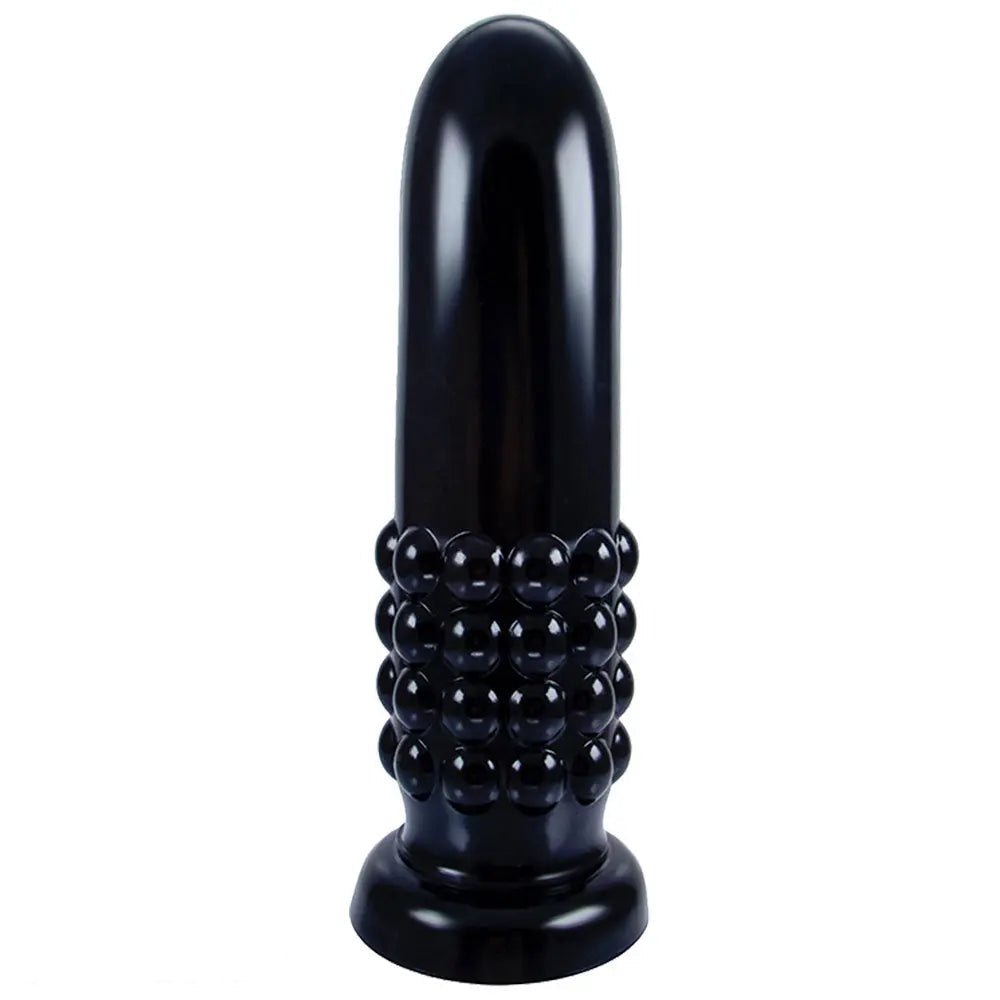 Black beaded suction cup dildo