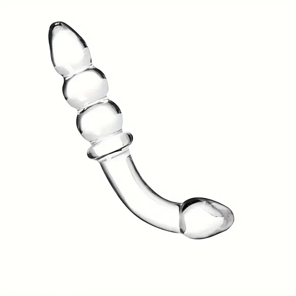 Clear glass beaded tip dildo, photo 1