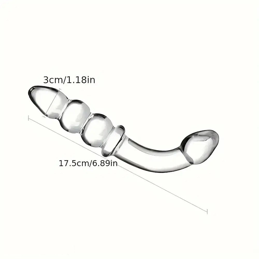Clear glass beaded tip dildo, photo 2