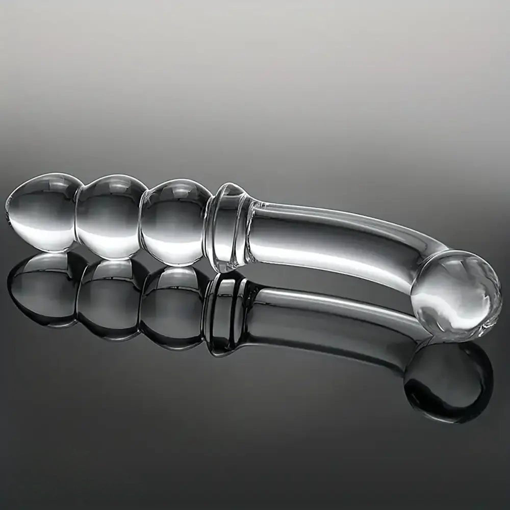 Clear glass beaded tip dildo, photo 3