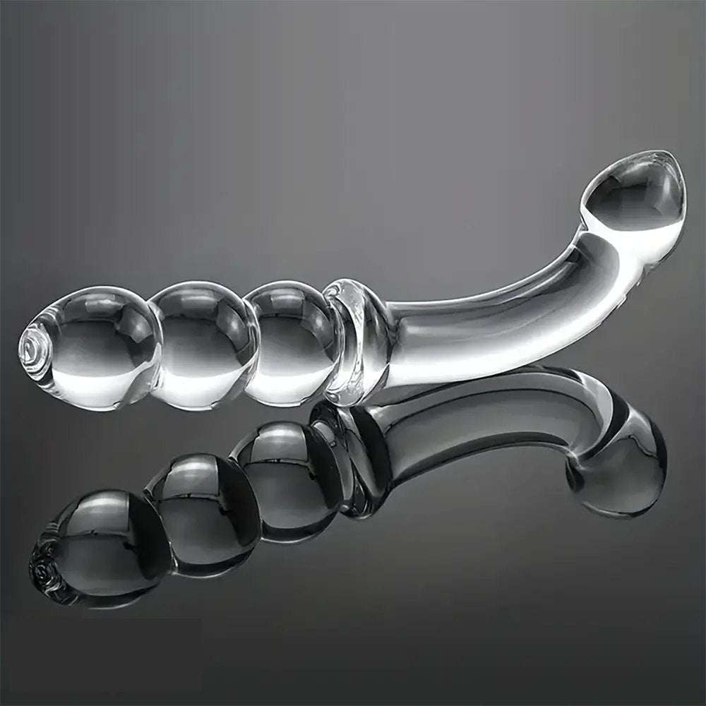 Clear glass beaded tip dildo, photo 5