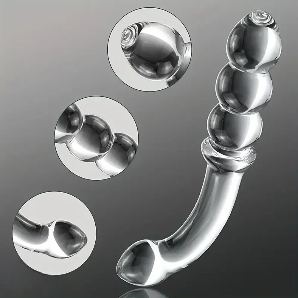 Clear glass beaded tip dildo, photo 6