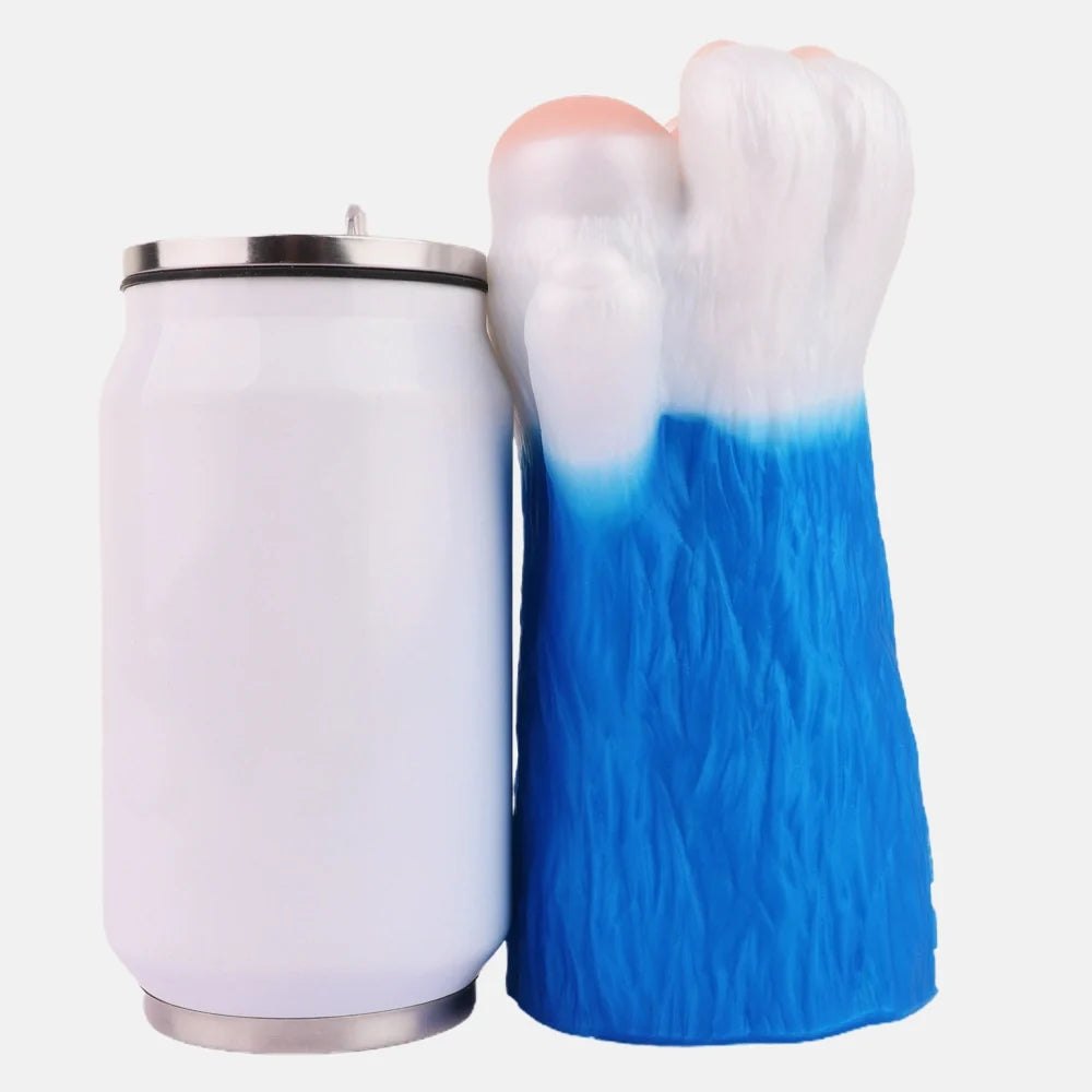 Electric blue bear paw masturbator with white fur, photo 12