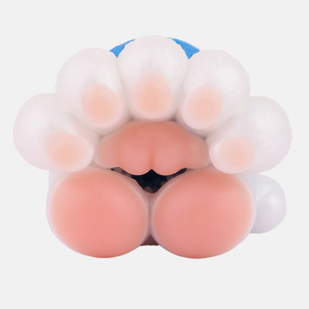 Electric blue bear paw masturbator with white fur, photo 2