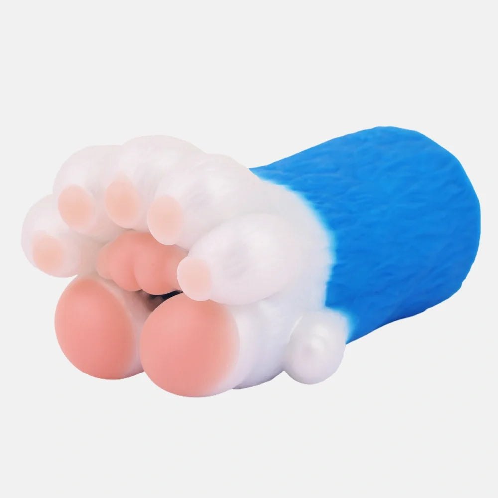 Electric blue bear paw masturbator with white fur, photo 3