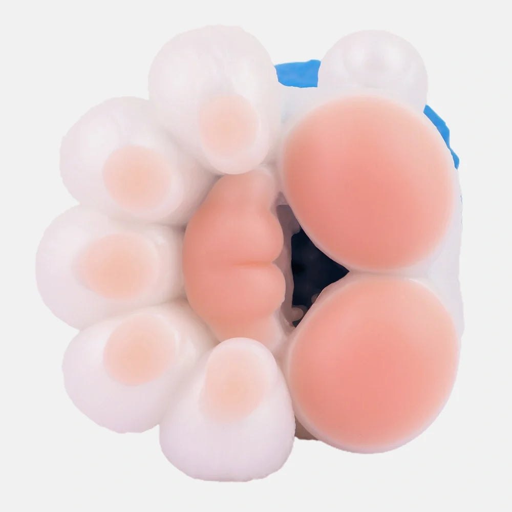 Electric blue bear paw masturbator with white fur, photo 8
