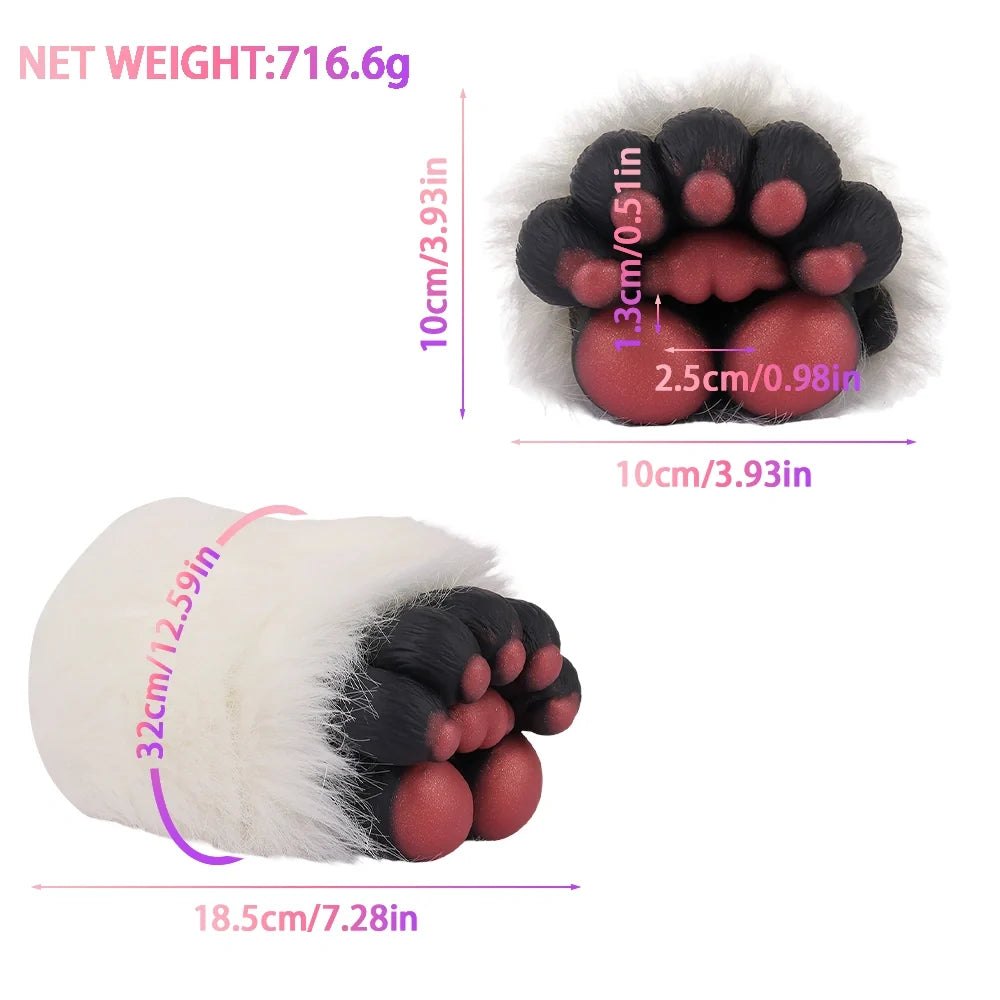 White fur bear paw masturbator with copper rose pad, photo 11