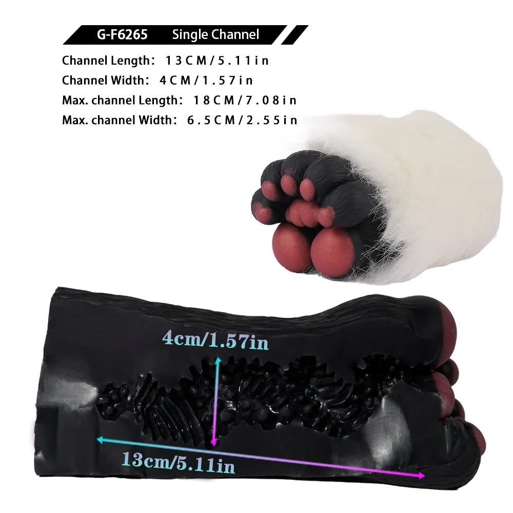 White fur bear paw masturbator with copper rose pad, photo 12