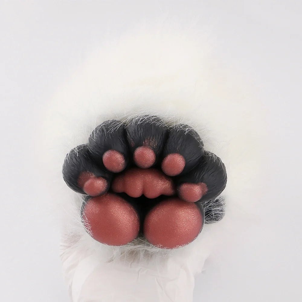 White fur bear paw masturbator with copper rose pad, photo 2