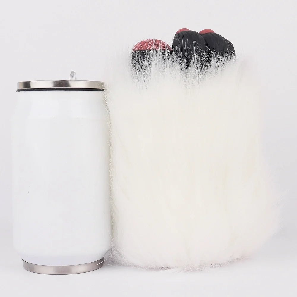 White fur bear paw masturbator with copper rose pad, photo 6