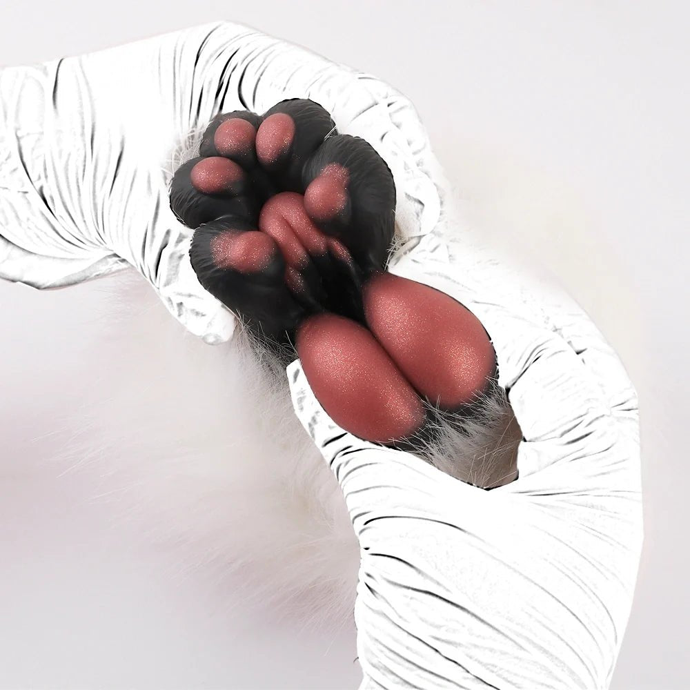 White fur bear paw masturbator with copper rose pad, photo 7