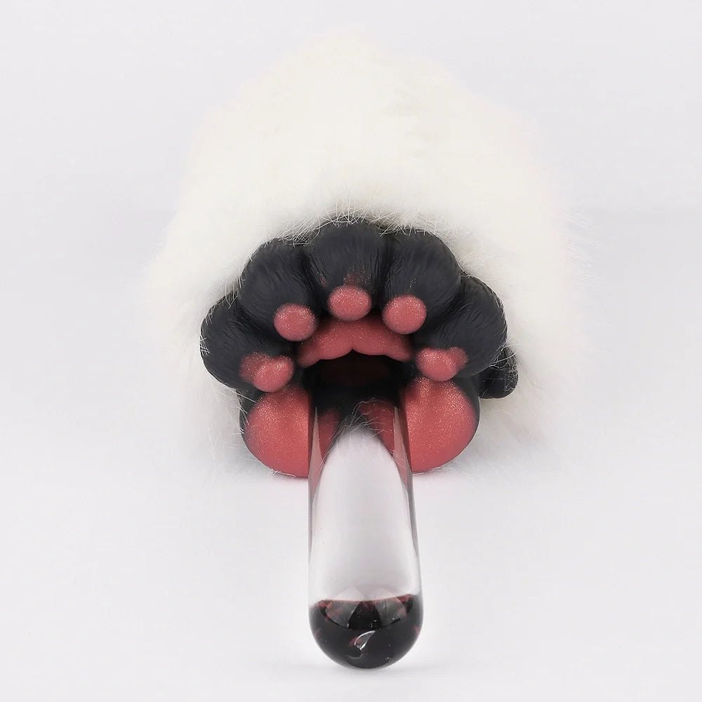 White fur bear paw masturbator with copper rose pad, photo 9