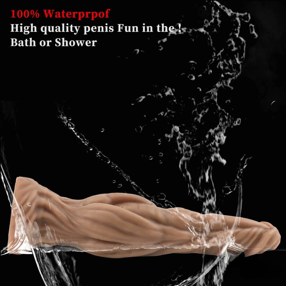 Brown bearded fantasy silicone dildo with tree root texture, photo 7