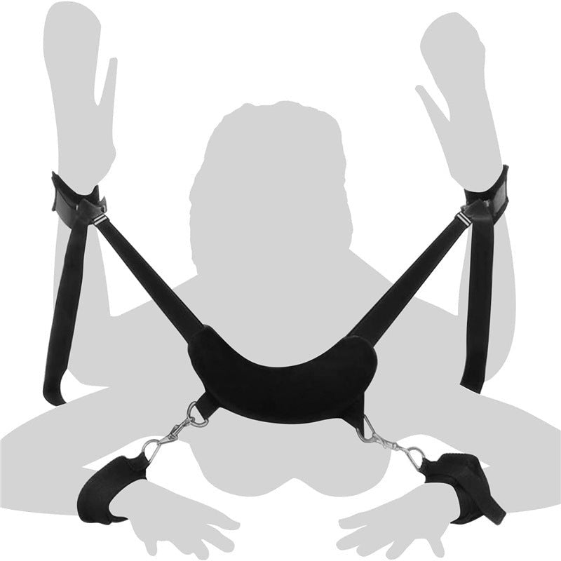 Black soft fabric bed restraint kit with pillow, photo 1