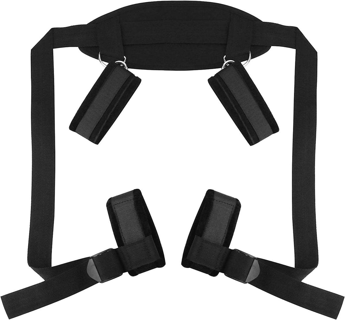 Black soft fabric bed restraint kit with pillow, photo 3