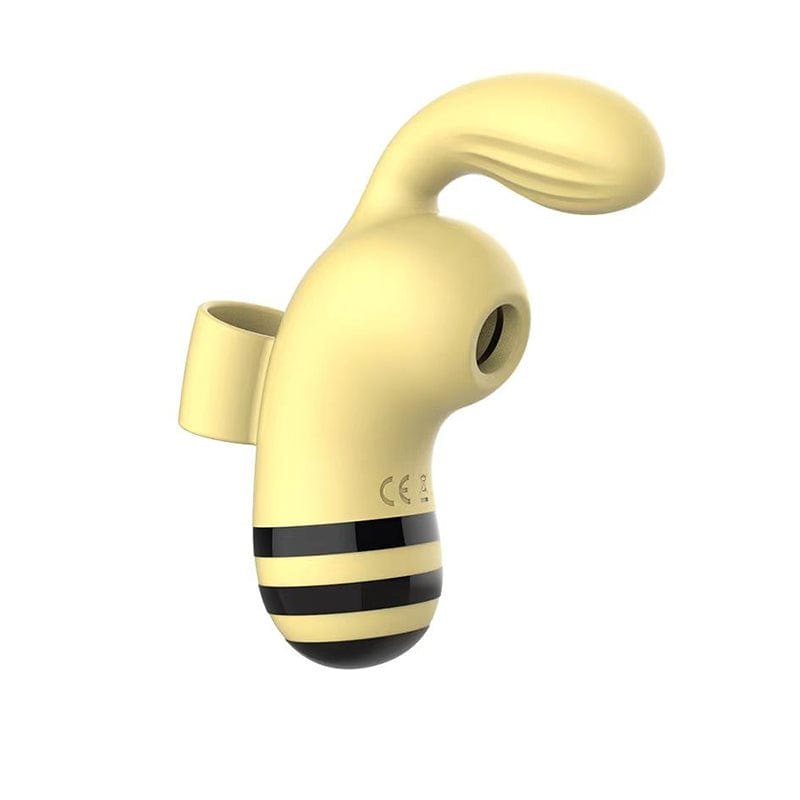 Yellow bee-shaped clitoral vibrator with finger ring, photo 5