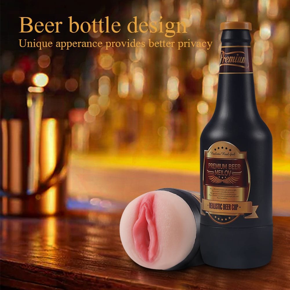 Black beer bottle shaped male masturbator cup, photo 4