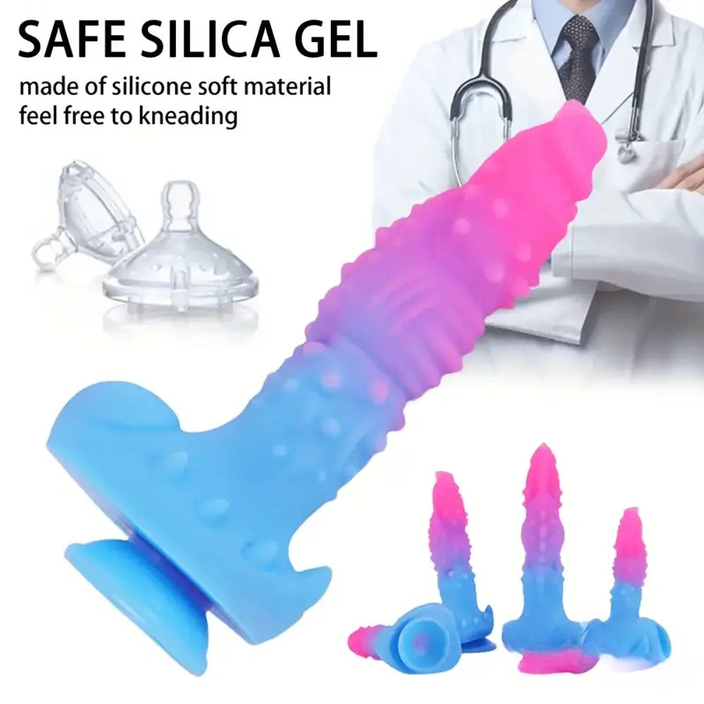 Colorful bendable fantasy dildo, photo 4