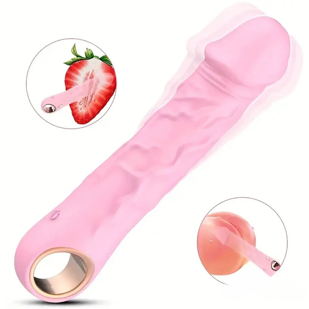 Pink bendable vibrating dildo, photo 1